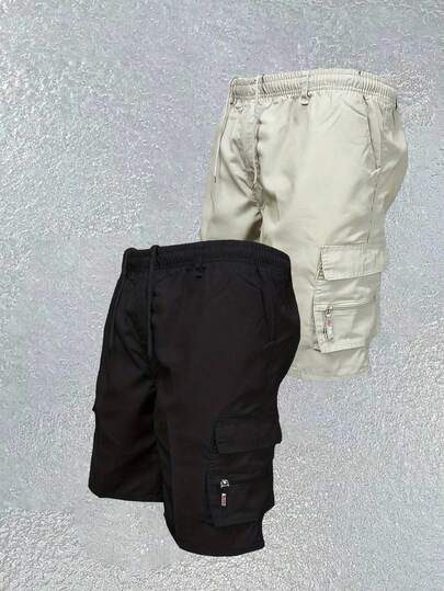 男士休闲纯色工装短裤套装，夏季男士短裤套装，多功能男士短裤。这款男士短裤兼具实用性和时尚感，适合多种场合穿着。适合日常休闲穿着、周末郊游、户外活动、旅行探险、休闲工作环境或半正式场合。