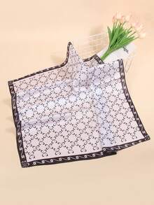 1条仿丝印花领巾，多功能头巾/围巾，适合日常使用 - 彩色 - 查看 3