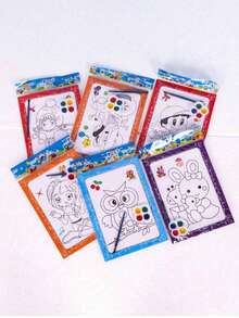 15pcs/20pcs/30pcs Watercolor Painting Coloring DIY Handmade Watercolor Puzzle Doodle Painting - Multicolor - View 4