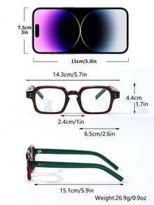 1 Pair Men's Square Studded Retro Street Style Flat Top Fashion Glasses, Versatile Daily Wear Accessory2026 - Trong sáng - Xem 8