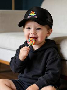 1PC Mesh Letter Embroidery Mesh Baseball Cap Boys Girls Outdoor Adjustable Casual Hats Boy Girl Travel Sunscreen Hat 8-14Y - Black - View 5