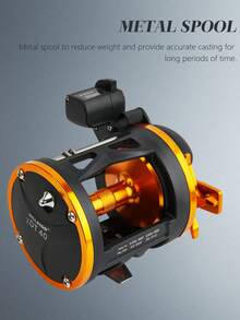 BILLINGS 15公斤阻力钓鱼卷线器，带线计数器，传统海水卷线器，适用于鲈鱼、石斑鱼、鲑鱼 - 彩色 - 查看 4
