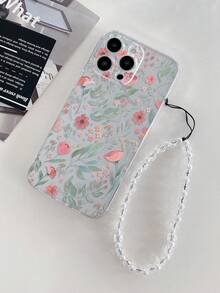花朵图案透明碎花彩绘加厚防摔手机壳，配装饰串珠手链，兼容 16/11/16 Pro/16 Plus/16 Pro Max/16 e/15 Pro Max/13/14/12/XS/XR/7G/8P、Galaxy S25/S25 Plus/S25 Ultra/A16/A36/A26/A56/A50/A12/A32/A52/A72/A51/A21 S/A13/A14/S24/S24 Plus/S24 Ultra、S22/A52/A53/A54/A55、11/12 Pro/12/12 X/13 Pro/14 Pro/15 Pro、10/9/Note9/12c/Note11 Pro/Note8 Pro - 彩色 - 查看 4