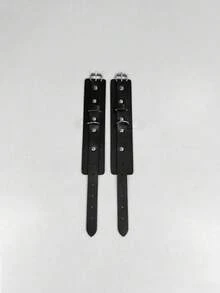 Gothic Punk 2 Packs Studded Cuff Bracelets, Wide PU Leather Arm Bands With Metal Spikes, Y2K Waist Chain Style Hand Jewelry For Women - Multicolor - View 2