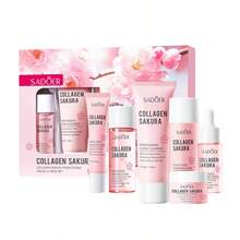 Bộ sản phẩm chăm sóc da Sakura Collagen 6 món, bộ dưỡng ẩm và nuôi dưỡng da mặt gồm sữa rửa mặt, toner, serum, kem dưỡng và kem dưỡng mắt, chăm sóc da hàng ngày, bộ quà tặng du lịch cho phụ nữ, chăm sóc sắc đẹp tự nhiên kiểu SPA. - Hoa anh đào - Xem 8