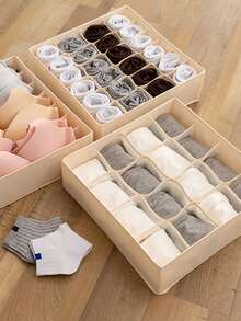 1pc Beige Linen Zipper Storage Box Cover - Foldable, Washable, Suitable For Wardrobe Storage Boxes, Clothes, Underwear, Socks, Applicable To Home And Study Supplies And Study Accessories Storage Boxes - Multicolor - View 9