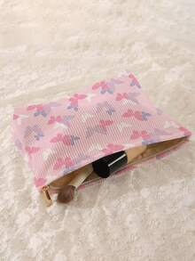 1个便携式蝴蝶图案印花化妆包，双面拉链化妆袋，多功能旅行洗漱用品收纳包 - 彩色 - 查看 4