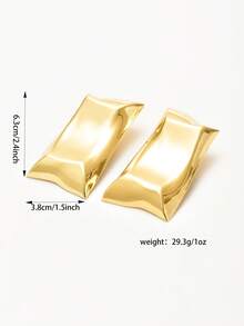 一对不对称立方体耳钉，百搭日常佩戴，适合女性 - 金色 - 查看 5