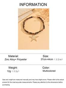 1pc Bohemian Leopard Print Rope With Chunky Starfish Necklace For Women Beach Choker Neck Jewelry Gift - Multicolor - View 4