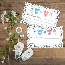 25/50张性别揭晓派对投票卡 - 男孩或女孩，性别揭晓投票卡，婴儿派对游戏卡，性别揭晓派对用品 - 彩色 - 查看 7