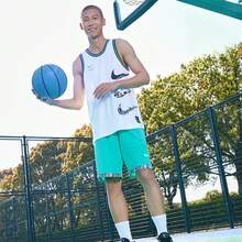 Nike Striped Color-Blocked Logo Print Mesh Lightweight And Comfortable Basketball Vest, Men's, White. - White - View 3
