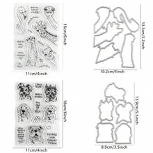 Animales que te observan - Troqueles de corte de metal, juego de sellos de goma transparente para manualidades de scrapbooking, estampado, troquelado, tarjetas de regalo, decoración del hogar y artesanía de papel - A - Ver 7