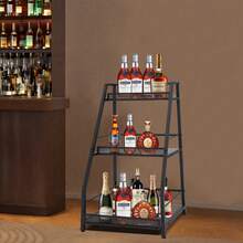 Porte-bouteilles de vin et porte-verres à vin - Noir - Voir 4