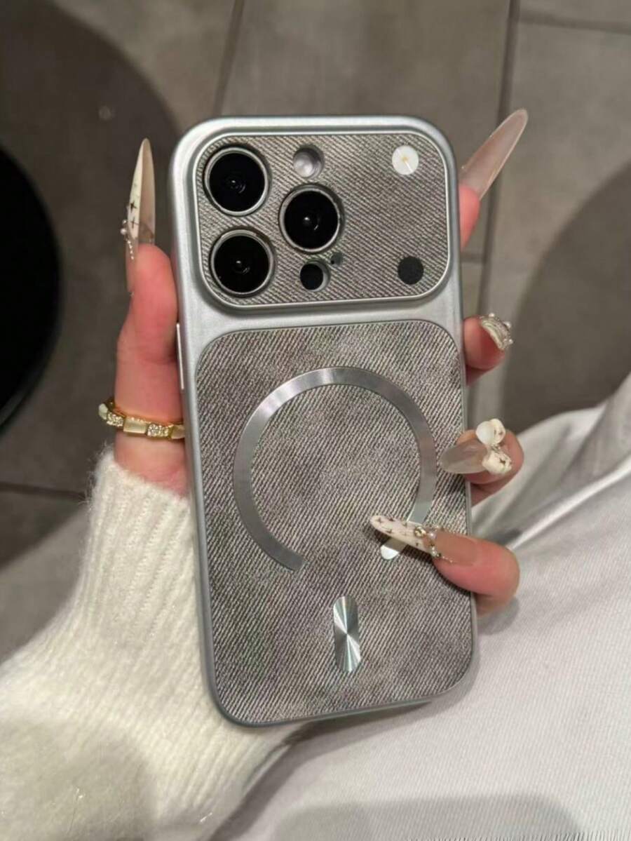 1个复古防震牛仔纹理磁吸手机壳 | 简约金属边框 MagSafe 兼容保护壳 | 防震、防滑、防刮花 | 专为 17 Pro Max 设计 | 适用于 17/16/15/14/13/12/11 系列 | 理想的情人节/新年礼物