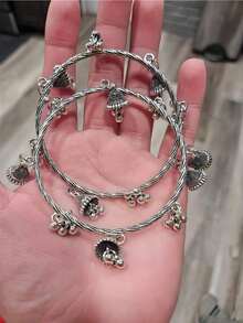 2pcs Women's CCB Beads & Alloy Bells Bracelet, Suitable Daily Wear - Gold - View 5