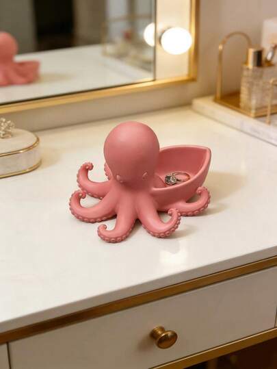 可爱的章鱼造型装饰摆件，家居装饰配件，可用于收纳项链、戒指、钥匙和小物件
