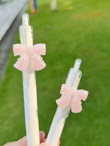 4pcs Random Bowknot Neutral Pens, Pastel Bowknot Stationery Pens For Girls - Multicolor - View 2