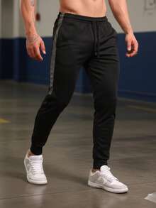 Men's Dry Fit Spandex Pants For Training And Running. Men's Dry Fit Pants For The Gym, Training, Running, And Fitness. - Black/lead - View 12
