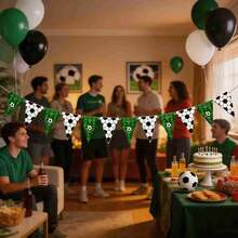 1set/10pcs The 2026 New Edition Party Flag Banner, Themed Around Top-Tier Popular Football Matches, Is An Ideal Ambiance-Enhancing Item For Party Setups, Birthday Decorations, And Viewing Gatherings. Featuring Classic Football Elements With Vibrant Colors, It Instantly Boosts The Atmosphere. - Multicolor - View 1
