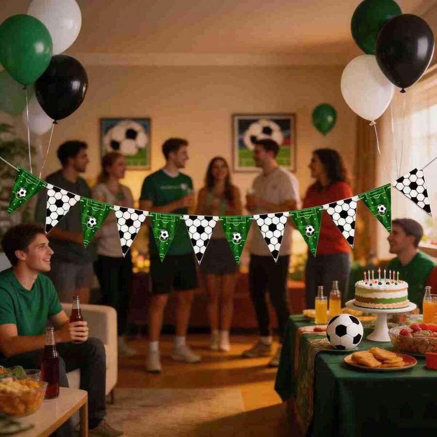1set/10pcs The 2026 New Edition Party Flag Banner, Themed Around Top-Tier Popular Football Matches, Is An Ideal Ambiance-Enhancing Item For Party Setups, Birthday Decorations, And Viewing Gatherings. Featuring Classic Football Elements With Vibrant Colors, It Instantly Boosts The Atmosphere. - Multicolor - View 1