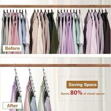 实用耐用的多功能节省空间金属衣架 - 神奇防滑重型金属衣架，节省80%衣柜空间 - 适用于家庭、旅行和办公室收纳 - 彩色 - 查看 4