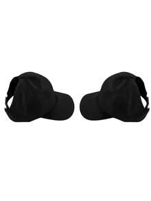 Mũ lưỡi trai buộc tóc đuôi ngựa cho bố mẹ và con cái - Có thể điều chỉnh, màu trơn, chống nắng, kiểu dáng thường ngày, thích hợp cho mùa xuân/hè, hoạt động ngoài trời hoặc đi biển. - 2 cái - Xem 9