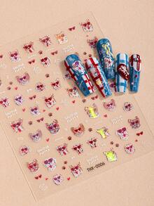 2Pcs Laser Cut Puppy Nail Stickers, Stylish Nail Art. Decals For Ladies' Home DIY - Red - View 3