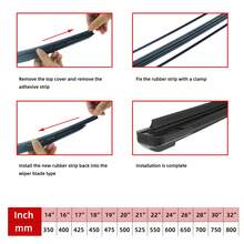 2条装橡胶条替换件，尺寸可选14"16"17"18"19"20"21"22"24"26"28"30"32"，适用于汽车挡风玻璃雨刮器，通用汽车雨刮片，无骨橡胶条，汽车配件 - 2pcs - 查看 6