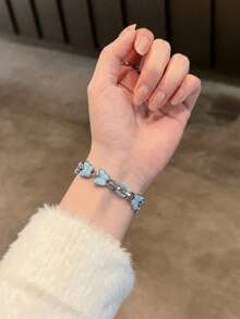 1 条女士镀金蝴蝶表带，兼容 38/40/41/42/44/45/46/49 毫米表盘，兼容 Ultra/SE10/9/8/7/6/5/4/3/2/1 型号。 - 藍色 - 查看 5