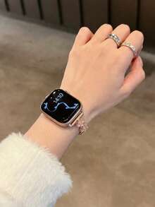 1 条女士镶钻星空表带，兼容 38/40/41/42/44/45/46/49 毫米表盘，兼容 Ultra/SE10/9/8/7/6/5/4/3/2/1 型号。 - 玫瑰金 - 查看 3