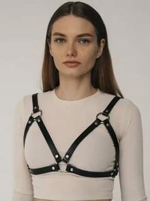 哥特朋克束身胸衣，可调节PU皮革胸带，Y2K风格束腰带及节日服饰配饰 - 彩色 - 查看 1