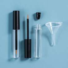 1/5/10pcs Rose Gold Refillable Makeup Containers, 5ml Transparent Eyeliner/Mascara Empty Bottles With Funnel - Black - View 3