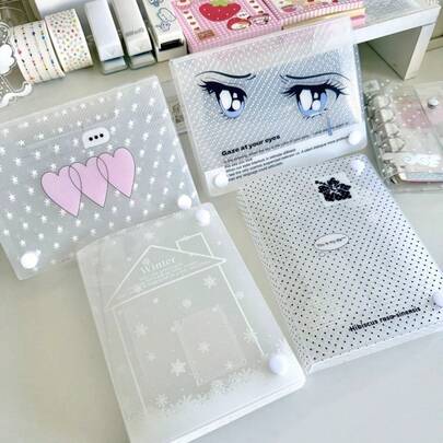 1PC A6 Twill Dot Snowflake Frosted Desktop Mini Card Sticker Organizer Box Storage Case Dustproof Transparent Card Holder