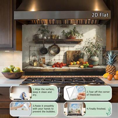 1 miếng dán tường nhà bếp phong cách đồng quê, thiết kế nhà bếp với hình ảnh trái cây tươi mát, hình dán tường nhà bếp tự dính kiểu cổ điển, dễ dán và dễ gỡ, trang trí nhà bếp với ánh sáng tự nhiên, hình dán nhà theo chủ đề hiện đại, hình dán trang trí nhà bếp, hình dán phẳng 2D