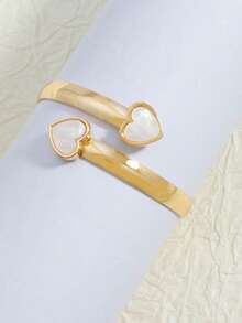 1pc Heart Decor Women Bracelet, Fashionable Holiday Gold Bracelet, Gift For Valentine's Day, Mother's Day - Love Bracelet - View 11