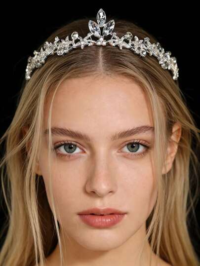 1pc Women's Fashion Princess Crown, Elegant Rhinestone Birthday Hair Accessory Headband