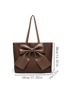 Mẫu mới năm 2026: Túi xách cỡ lớn trang trí nơ, túi đeo vai cao cấp bằng da mềm, túi công sở, túi đa năng cỡ lớn dành cho nữ. - Nhiều màu - Xem 10