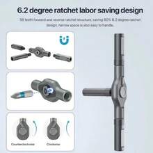 Set Destornillador 24 en 1 Profesional con Carraca Mango en T, Alto Torque Potente, Puntas Magnéticas Intercambiables, Kit Herramientas Reparación Celular, Laptop, PC, Electrónica, Mecánica, Taller, Hogar, DIY, Juego Destornilladores Multifunción Reversible 3 Modos, Diseño Ergonómico Antideslizante Alta Resistencia - Juego de 24 piezas - Ver 4