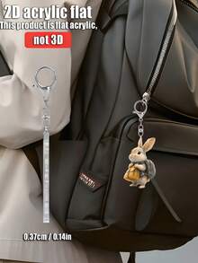 [2D Flat] Cute Bunny Acrylic Keychain, Hanging Ornament, (2D Acrylic Plane) One Backpack Rabbit, Adorable Animal Keyring For Women, Girls And Students - Perfect Bag Charm, Purse Accessory And Backpack Pendant - Ideal Birthday Gift, Daily Use, Car Suspension, Fun Decoration, Home Decor, Backpack Accessory - Lightweight, Durable, And Fashionable Key Accessory For Bags, Keys, And Lanyards, Souvenirs, Easter Gifts - Multicolor - View 4