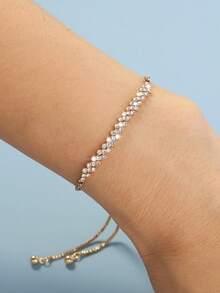 1件时尚优雅水晶爪链手链 - 金黃色 - 查看 3