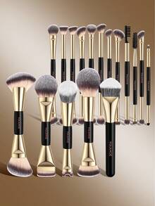 MAANGE 17/18件套铝合金专业化妆刷套装,包含17支化妆刷和1个收纳盒,内含粉底刷、散粉刷、腮红刷、遮瑕刷、修容刷、鼻刷、眼影刷、眼线刷、眉刷、细节刷、面部刷、高光刷,适合女性/女孩旅行携带,是理想的化妆工具礼品。 - 彩色 - 查看 14