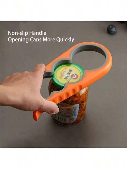 1个简约实用纯色多功能开罐器，手动省力设计，防滑手柄，轻松开启罐盖，适合握力较弱的用户，厨房实用工具，母亲节、父亲节、新年、毕业季实用礼物