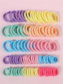 200/100/50/20pcs Set Women Simple Solid Color Hair Ties, High Elastic Hair Bands For Daily Wear Ponytail Holders Hair Rubber Bands Scrunchies Hair Rope Elastic Hair Tie - Multicolor - View 4