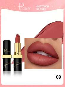 Pudaier Luxury Velvet Semi-Matte Lipstick - Long-Lasting Color & Moisturizing Formula Black & Gold Lipstick, Suitable For Daily Wear Or Special Occasions, Soft Velvet Texture For Perfect Makeup - 02 - View 4