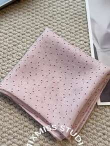 60cm Pink Polka Dot Small Square Scarf, Women's New Arrival Spring/Autumn Elegant Chiffon Scarf, Versatile Decorative Neck Scarf, Lightweight Stylish Neckerchief,Beach,Holiday - Pink - View 3