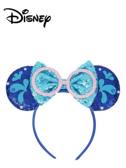 Disney 1件装迪士尼米奇老鼠海军蓝+浅蓝色+眼镜款卡通字母发箍，米奇老鼠海军蓝+浅蓝色+眼镜款卡通字母发箍 - 节日派对头饰、拍照道具、游乐园配饰，适合生日派对和复活节活动，可爱蝴蝶结卡通发饰、公主装扮配饰，适合迪士尼粉丝