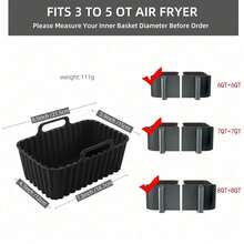 1pc Black Air Fryer Inner Pot Liner, Air Fryer Kitchen Accessories, Valentine's Day, Baking Supplies - Black - View 2
