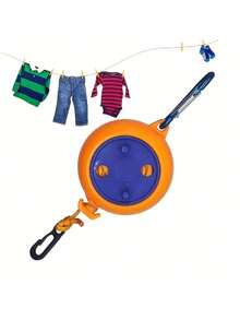 1pc Retractable Portable Clothesline With Hook, Adjustable Length Reel Design Suitable For Travel Camping Laundry, Compact Storage For Hotel Home Outdoor Use - Multicolor - View 9