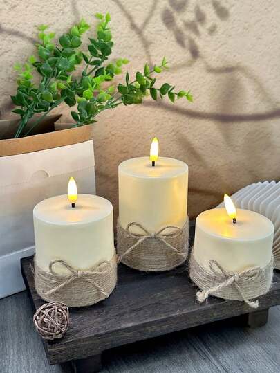 Bộ 3 nến LED không lửa có hẹn giờ và điều khiển từ xa, chạy bằng pin, thích hợp trang trí nhà cửa, trang trí tiệc lễ hội, Ngày của Mẹ, Giáng sinh, đèn nến giả sáp, lễ hội, Ngày Valentine, quà tặng, nến LED, đèn nến giả sáp, trang trí bàn tiệc, trang trí đám cưới.