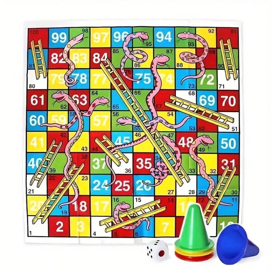 6件套创新趣味蛇梯棋派对游戏，棋盘游戏 - 提升决策能力，策略性桌面游戏，彩色塑料材质 | 耐用塑料 - 查看 1